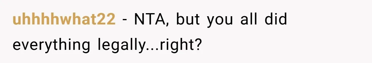 uhhhhwhat22 − NTA, but you all did everything legally...right?