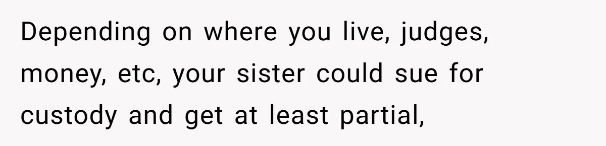 Depending on where you live, judges, money, etc, your sister could sue for custody and get at least partial,