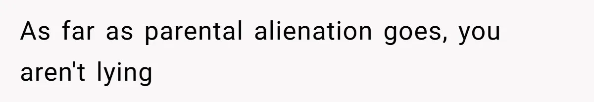 As far as parental alienation goes, you aren't lying