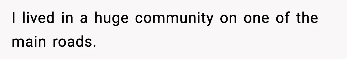 I lived in a huge community on one of the main roads.