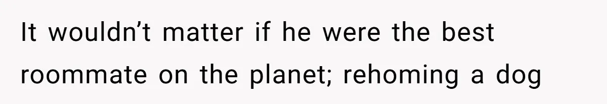 It wouldn’t matter if he were the best roommate on the planet; rehoming a dog