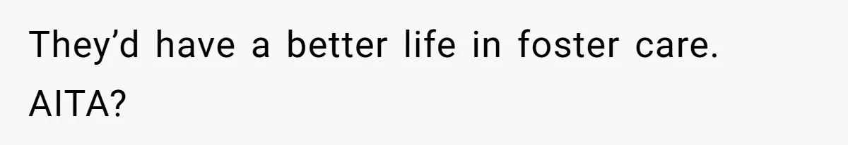 They’d have a better life in foster care. AITA?