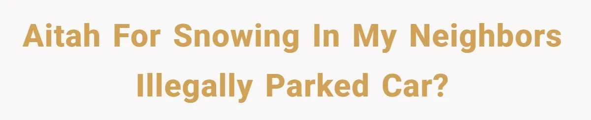 AITAH for snowing in my neighbors illegally parked car?