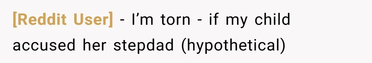 [Reddit User] − I’m torn - if my child accused her stepdad (hypothetical)
