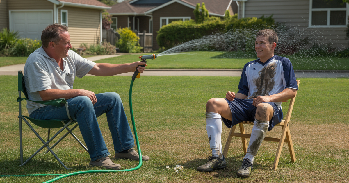 Man Repeatedly Sprays Soccer Kid With Garden Hose After He Walks On His Lawn Man Repeatedly Sprays Soccer Kid With Garden Hose After He Walks On His Lawn