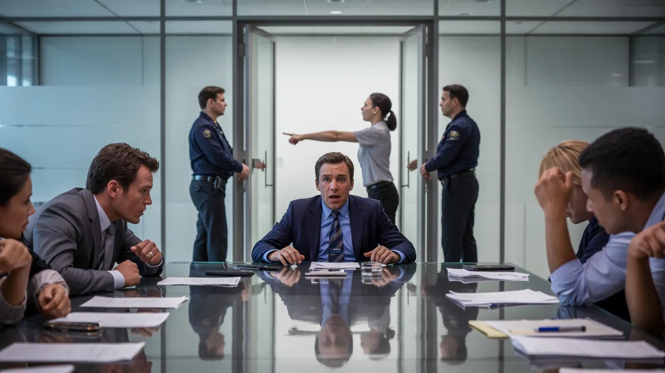 Man Watches In Silence As Security Escorts His Wife Out Of His Workplace