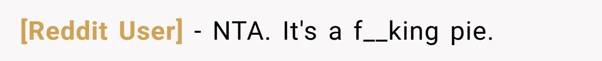 [Reddit User] − NTA. It's a f__king pie.