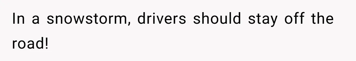 In a snowstorm, drivers should stay off the road!