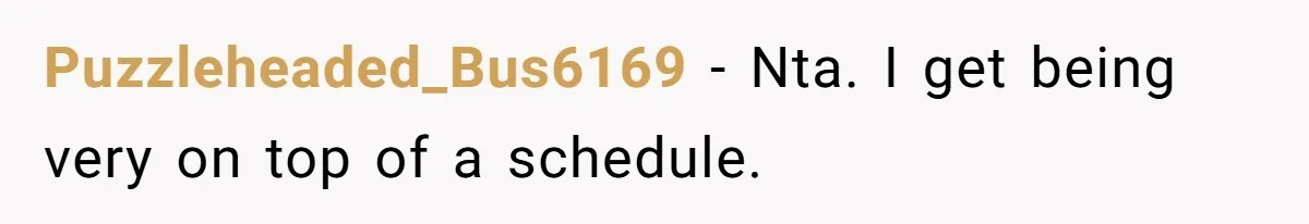 Puzzleheaded_Bus6169 − Nta. I get being very on top of a schedule.
