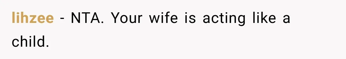 lihzee − NTA. Your wife is acting like a child.