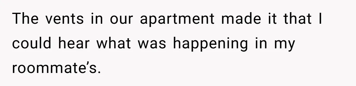 The vents in our apartment made it that I could hear what was happening in my roommate’s.