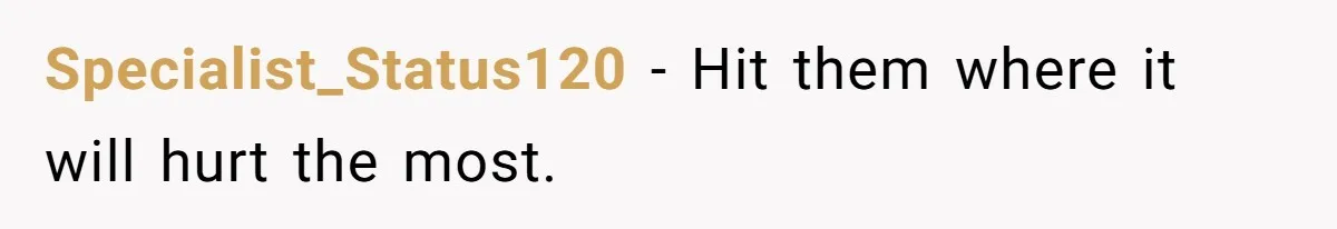 Specialist_Status120 − Hit them where it will hurt the most.