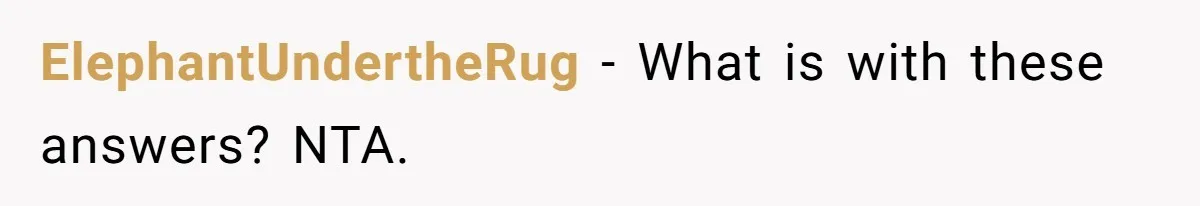 ElephantUndertheRug − What is with these answers? NTA.