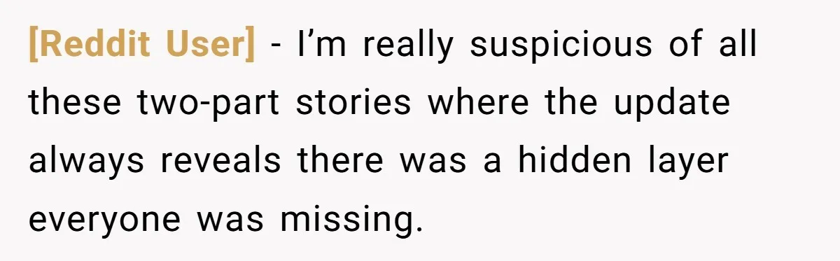 [Reddit User] − I’m really suspicious of all these two-part stories where the update always reveals there was a hidden layer everyone was missing.