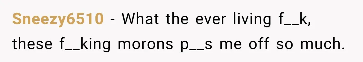 Sneezy6510 − What the ever living f__k, these f__king morons p__s me off so much.