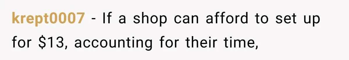 Couple Storms A Tattoo Shop, Demands Special Treatment, And Can’t Believe What She Gets krept0007 − If a shop can afford to set up for $13, accounting for their time,