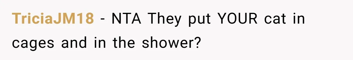 TriciaJM18 − NTA They put YOUR cat in cages and in the shower?
