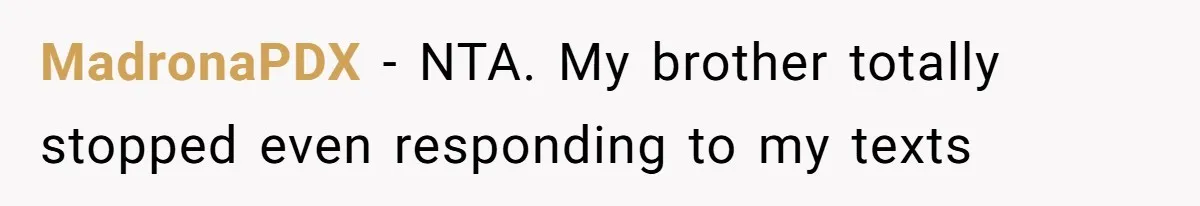 MadronaPDX − NTA. My brother totally stopped even responding to my texts