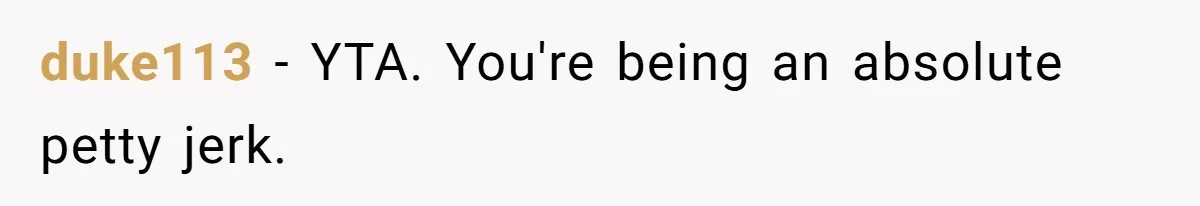 duke113 − YTA. You're being an absolute petty jerk.