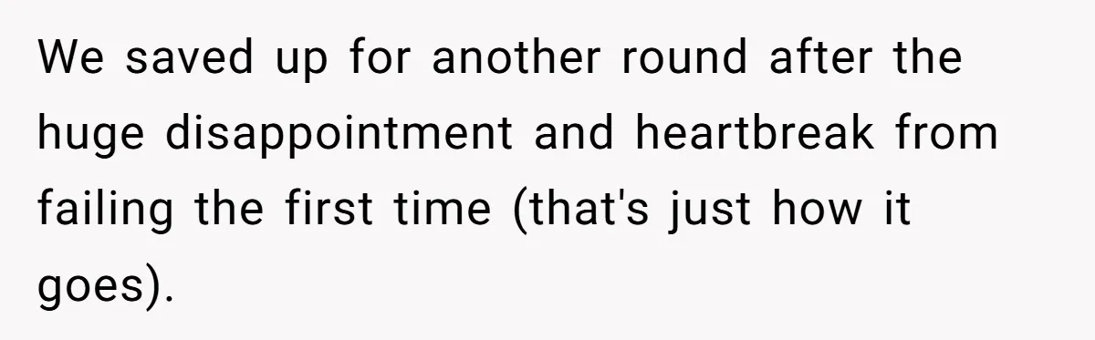We saved up for another round after the huge disappointment and heartbreak from failing the first time (that's just how it goes).