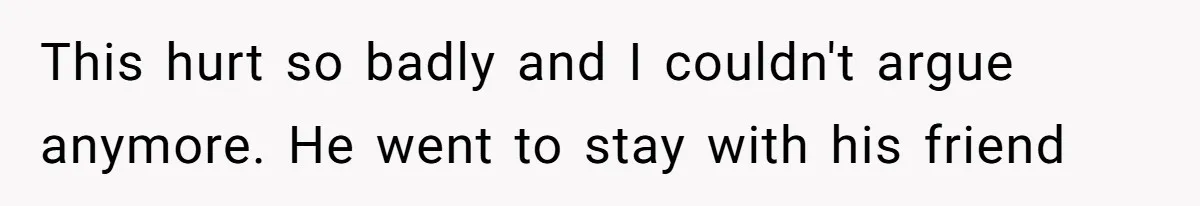 This hurt so badly and I couldn't argue anymore. He went to stay with his friend