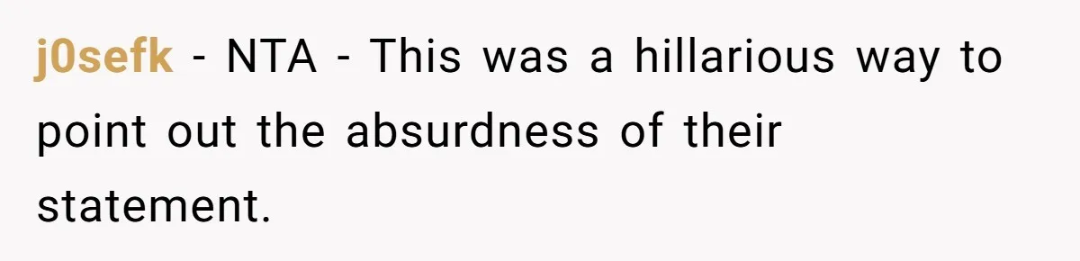 j0sefk − NTA - This was a hillarious way to point out the absurdness of their statement.