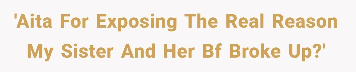 'AITA for exposing the real reason my sister and her bf broke up?'
