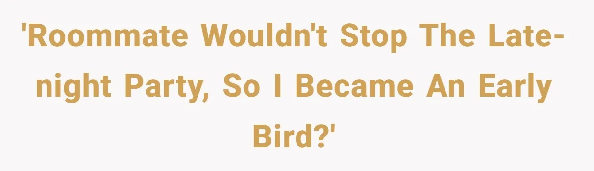 'Roommate wouldn't stop the late-night party, so I became an early bird?'