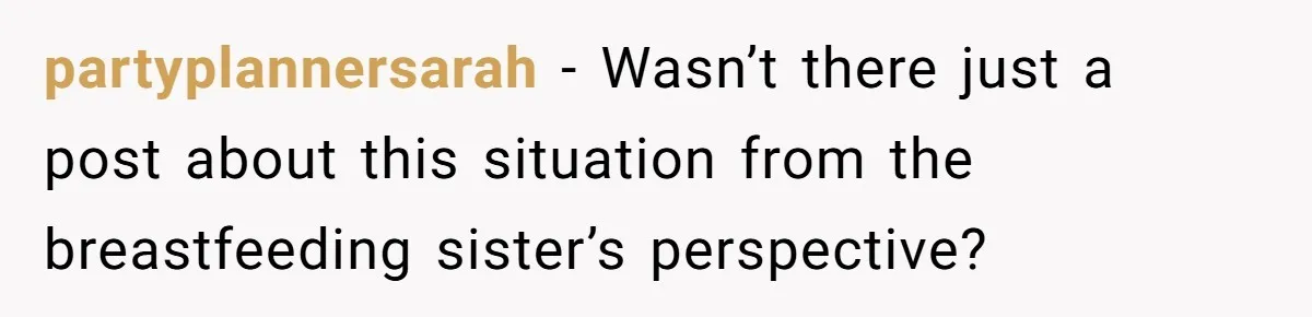 Bride Requests Videographer To Avoid Capturing Sister’s Breastfeeding, Sister Calls It ‘Neglectful’ partyplannersarah − Wasn’t there just a post about this situation from the breastfeeding sister’s perspective?