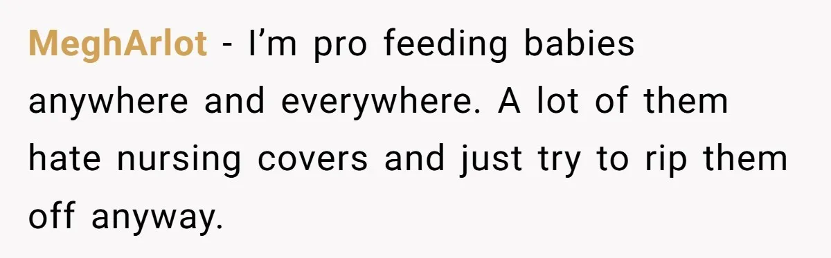 Bride Requests Videographer To Avoid Capturing Sister’s Breastfeeding, Sister Calls It ‘Neglectful’ MeghArlot − I’m pro feeding babies anywhere and everywhere. A lot of them hate nursing covers and just try to rip them off anyway.