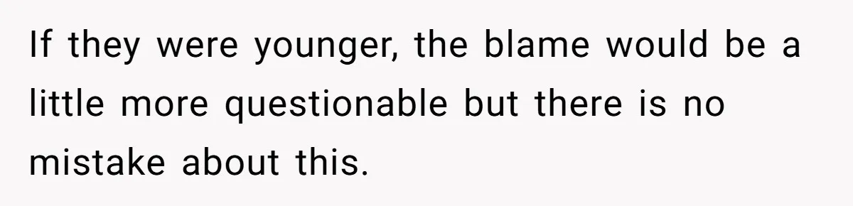 If they were younger, the blame would be a little more questionable but there is no mistake about this.