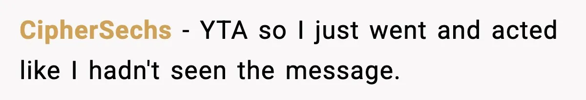 CipherSechs - YTA so I just went and acted like I hadn't seen the message.