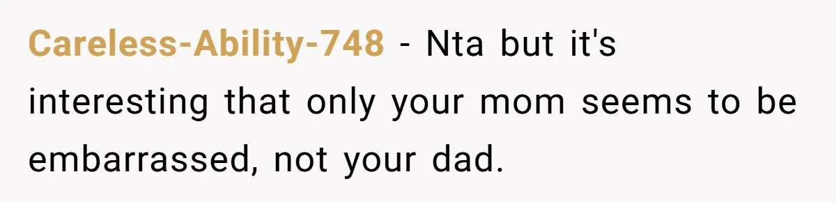 Woman Claps Back At Mom’s Criticism Of Her Boyfriend’s Gift By Calling Out Her Abusive Past Careless-Ability-748 − Nta but it's interesting that only your mom seems to be embarrassed, not your dad.