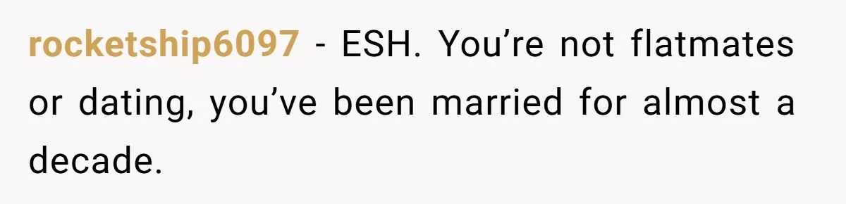 Man Refuses To Share His High Salary With Wife After She Once Insisted On Separate Finances When She Earned More rocketship6097 − ESH. You’re not flatmates or dating, you’ve been married for almost a decade.