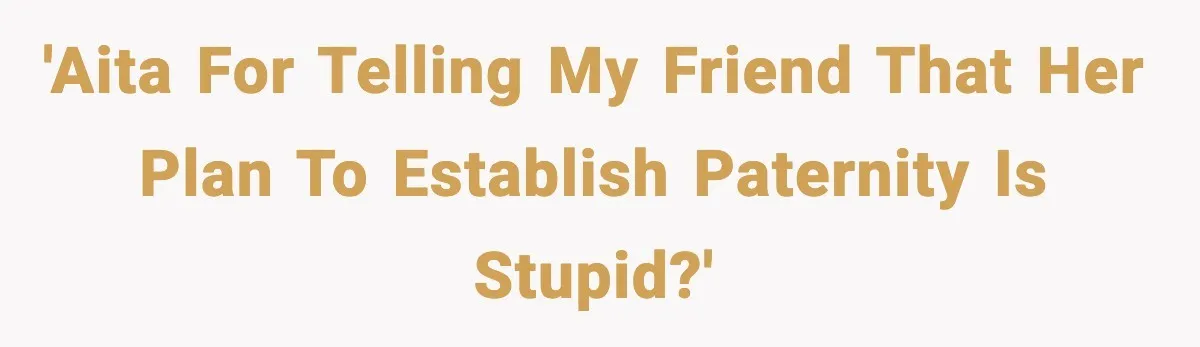 'AITA for telling my friend that her plan to establish paternity is stupid?'