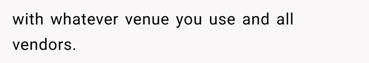 with whatever venue you use and all vendors.