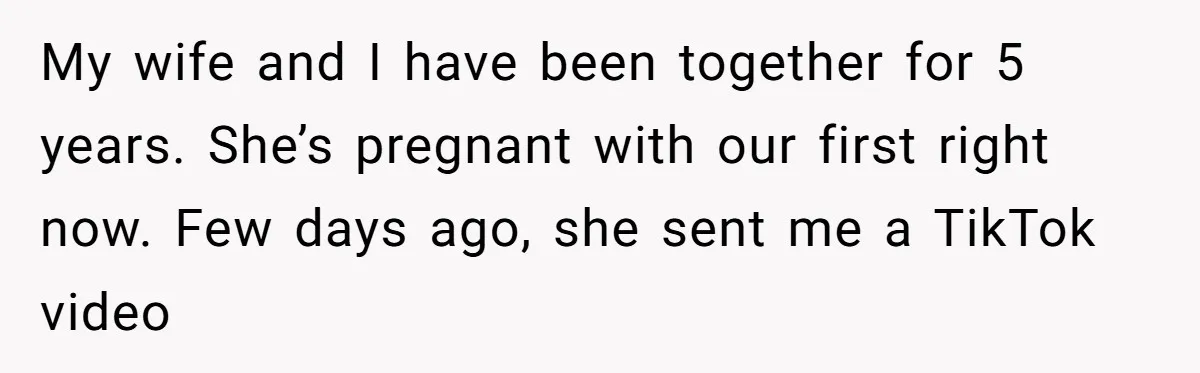 My wife and I have been together for 5 years. She’s pregnant with our first right now. Few days ago, she sent me a TikTok video