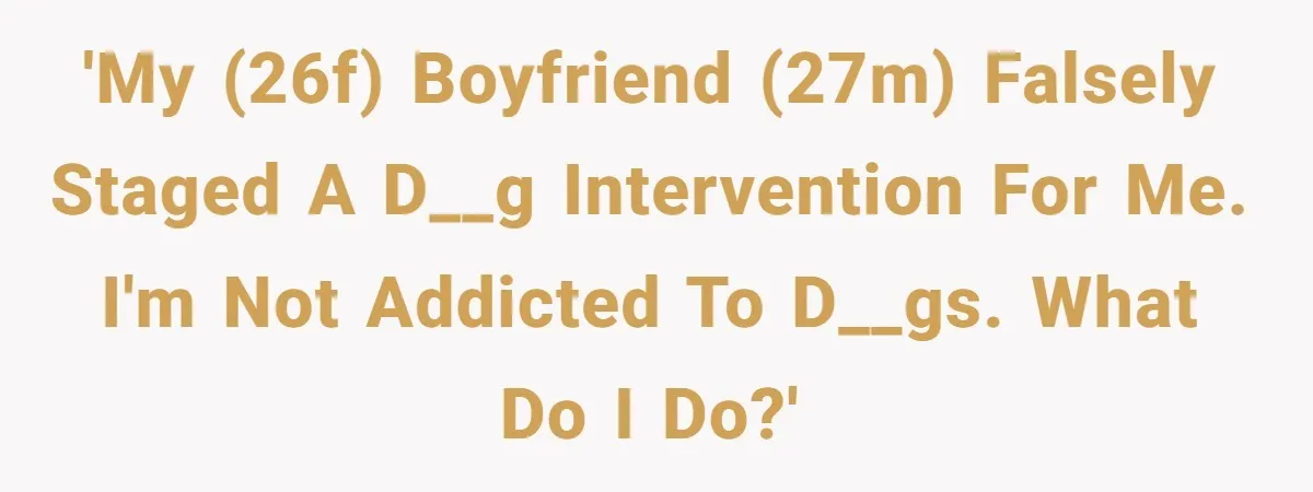 'My (26F) boyfriend (27M) falsely staged a d__g intervention for me. I'm not addicted to d__gs. What do I do?'