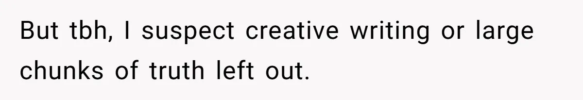 But tbh, I suspect creative writing or large chunks of truth left out.