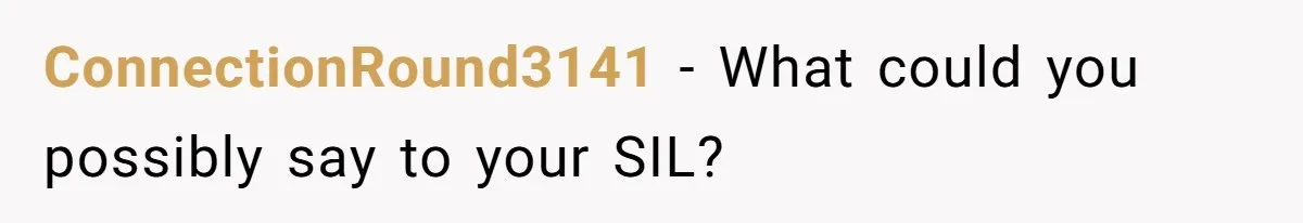 ConnectionRound3141 − What could you possibly say to your SIL?