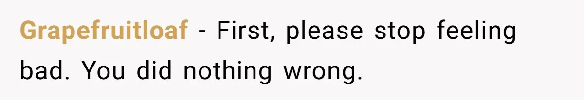 Grapefruitloaf − First, please stop feeling bad. You did nothing wrong.