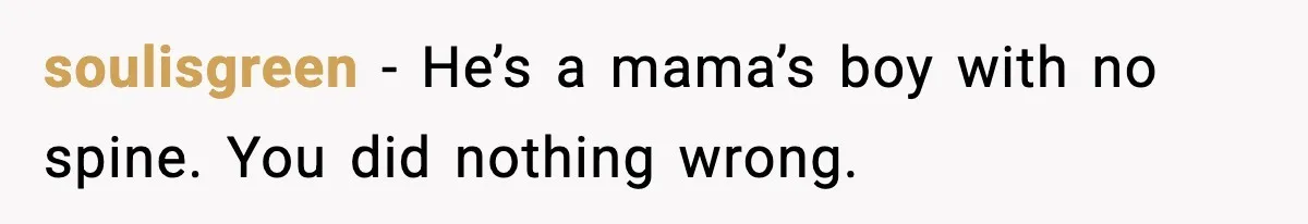 soulisgreen - He’s a mama’s boy with no spine. You did nothing wrong.