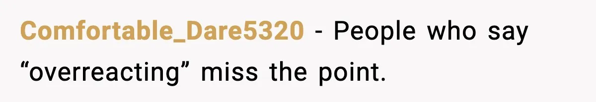 Comfortable_Dare5320 - People who say “overreacting” miss the point.