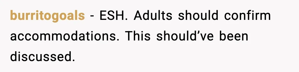 Woman Refuses to Host Friends for Two Weeks and Won’t Pay for Their Hotel burritogoals - ESH. Adults should confirm accommodations. This should’ve been discussed.
