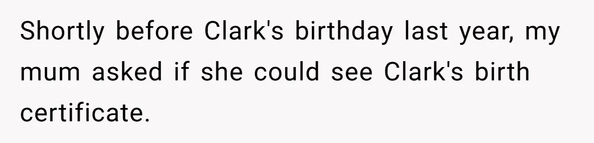 Shortly before Clark's birthday last year, my mum asked if she could see Clark's birth certificate.
