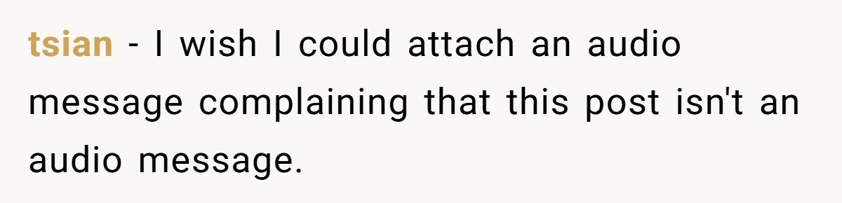 tsian − I wish I could attach an audio message complaining that this post isn't an audio message.