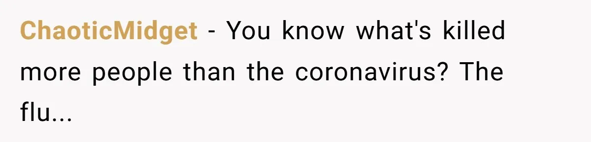 ChaoticMidget − You know what's killed more people than the coronavirus? The flu...