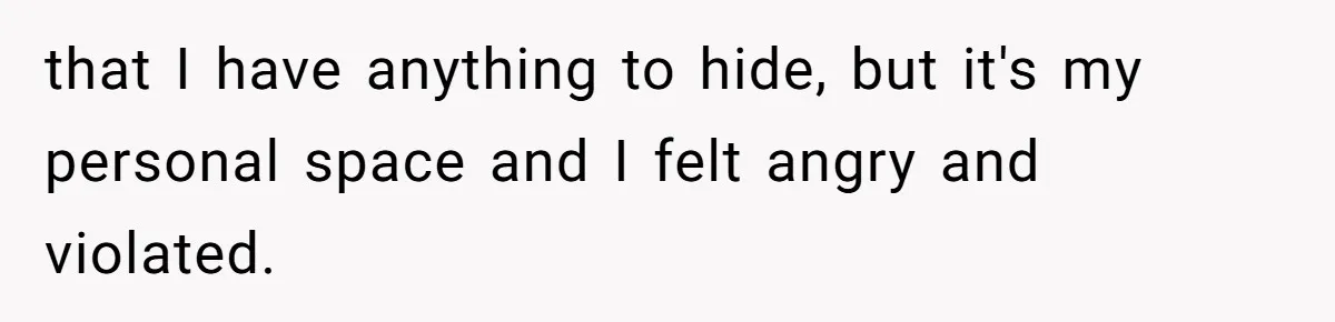 that I have anything to hide, but it's my personal space and I felt angry and violated.