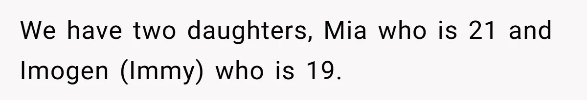 We have two daughters, Mia who is 21 and Imogen (Immy) who is 19.