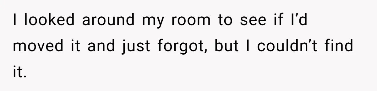 I looked around my room to see if I’d moved it and just forgot, but I couldn’t find it.